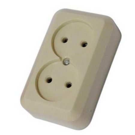 Розетка РА10-009 нар.двой.фарф.осн.аминопластслон.кость(130)Ливны