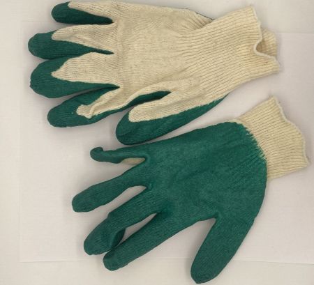 Перчатки х/б с одним обливом зеленые (Россия) (10/300)