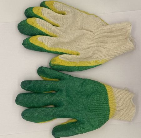 Перчатки х/б двойной облив зеленые (Россия) (10/300)