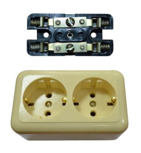 Розетка РА 10-015 Ливны 2 мест.о.у.квад.(90) РО-2 с.з.аминопласт