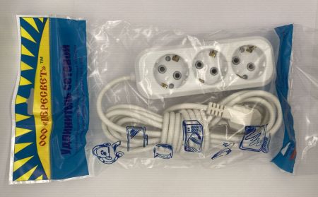 Удлинитель ПЕРЕСВЕТ 3*5м колодка с землёй (30 шт) Провод ПВС 3*1(ус)