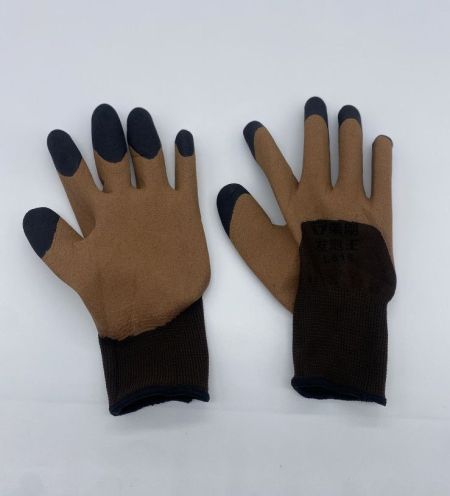 Перчатки нейлон коричневые с чёрн. пальчиками BS-5 (720)